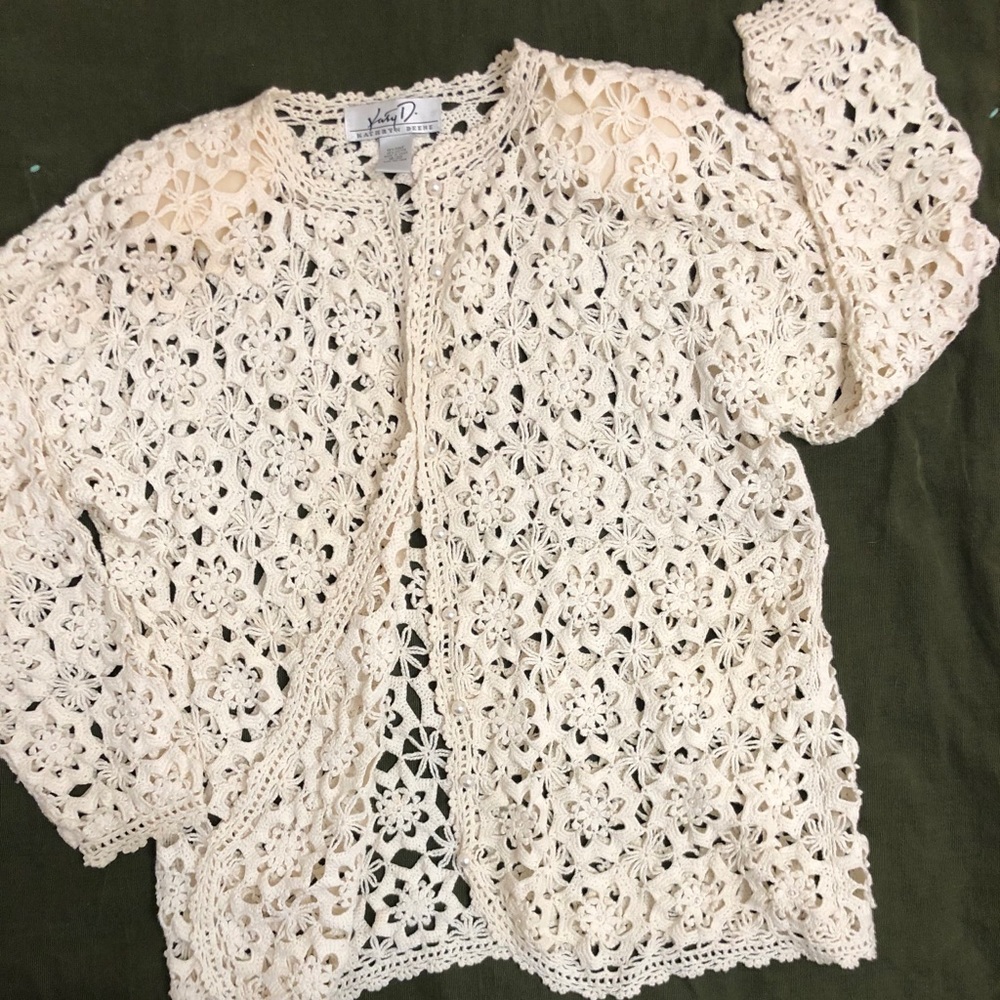 Elegant Crochet and Pearl Jacket